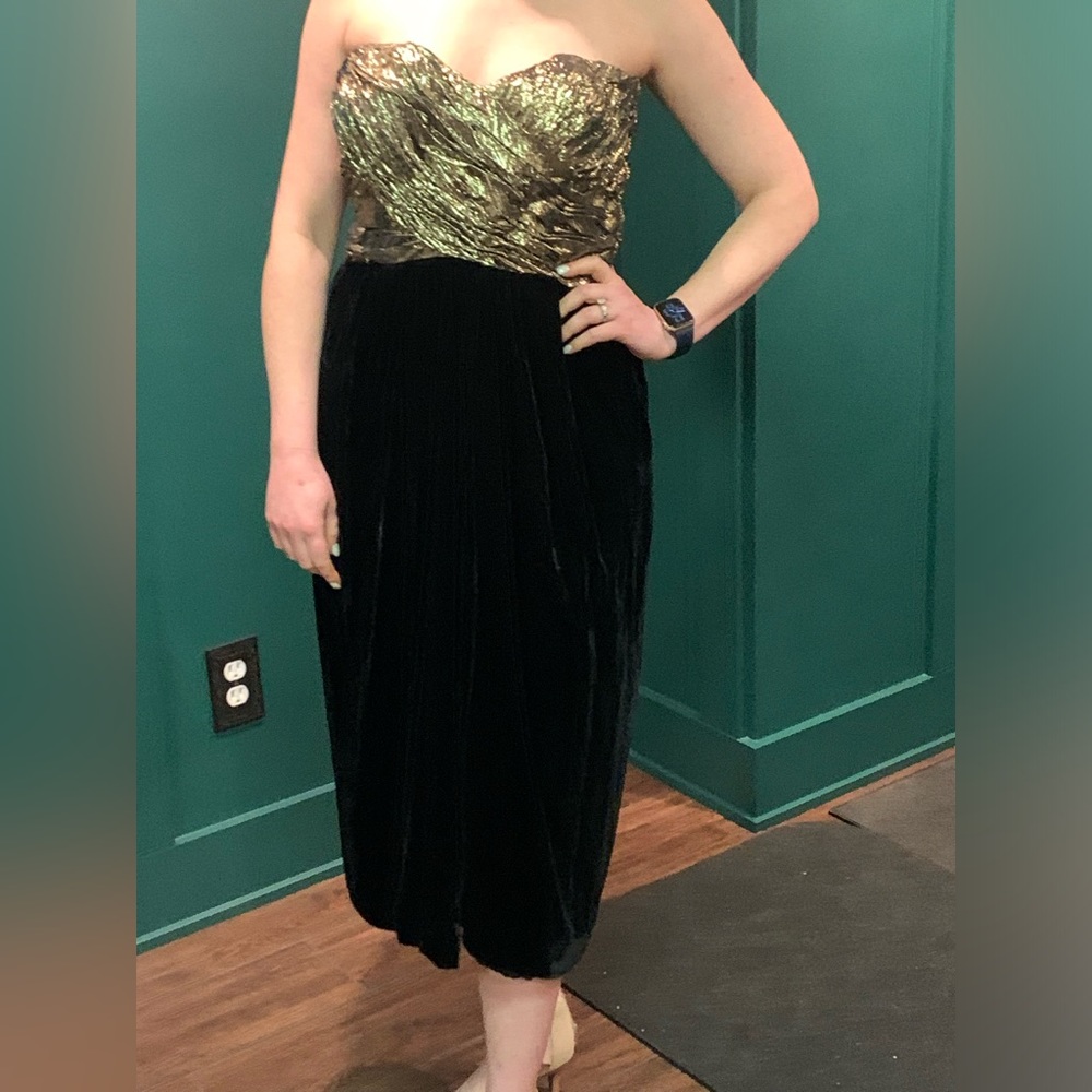 Albert Nipon Vintage 80s Metallic And Velvet Dress - image 3